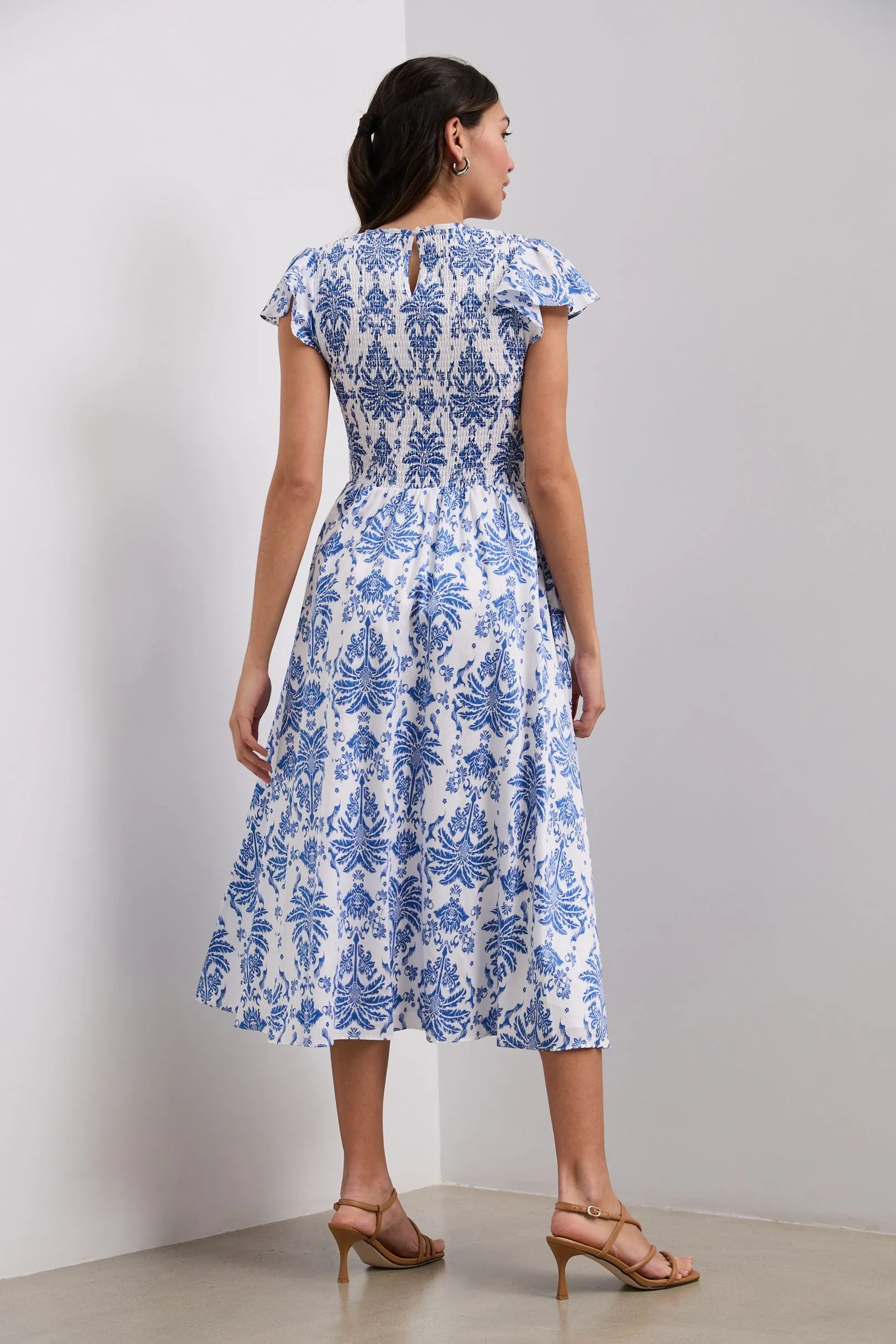 Midi printed dress with ruching sold by Tristan Style product image thumbnail 2