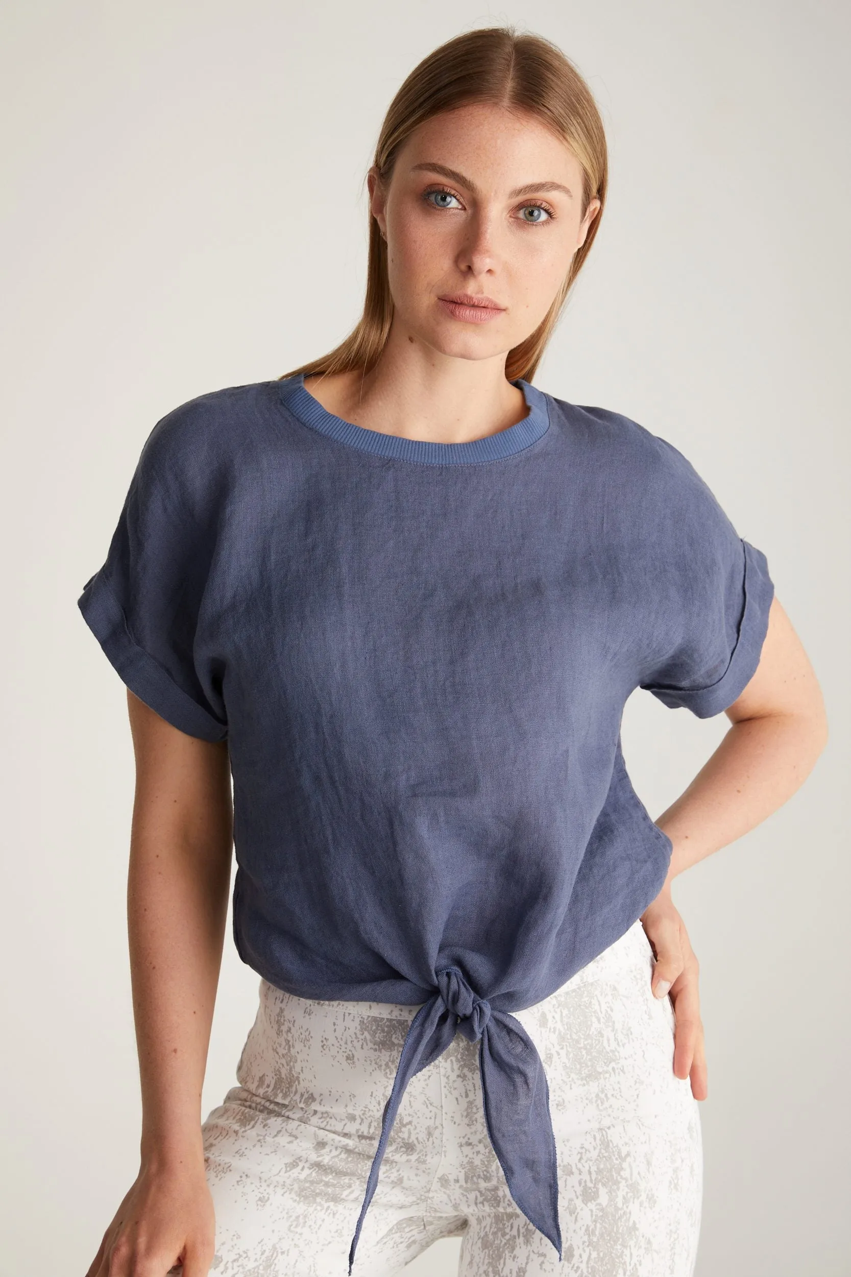 Dropped shoulder top tied at front sold by Tristan Style product image thumbnail 3