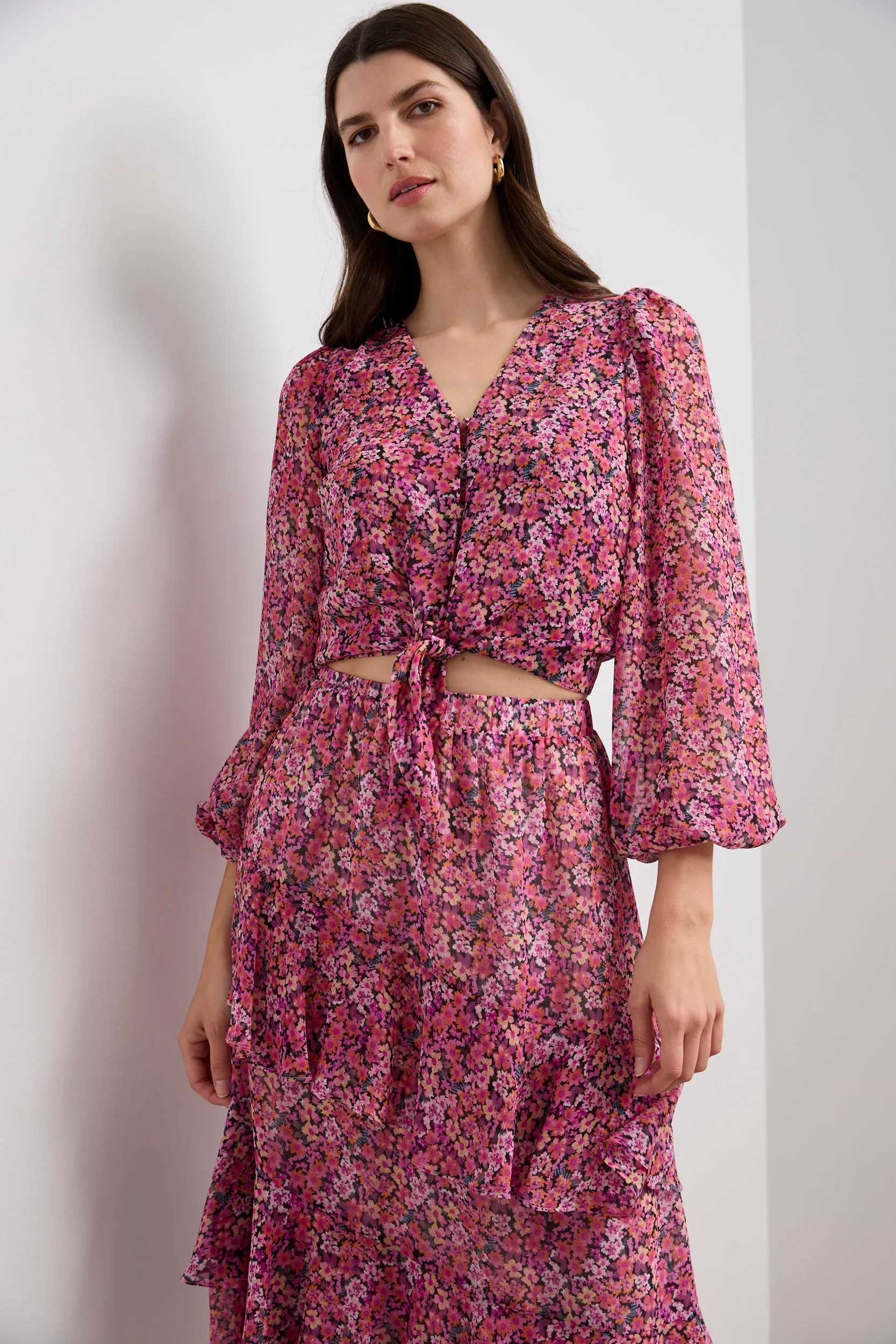 Tied blouse with puff sleeves sold by Tristan Style