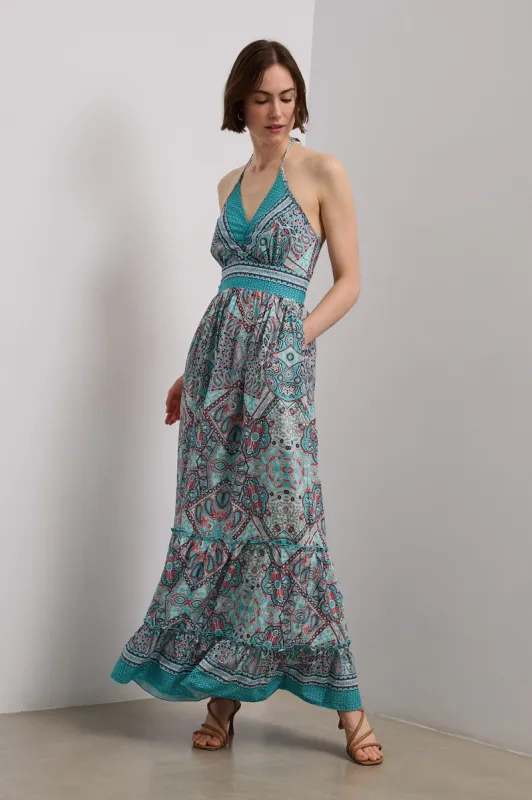 Printed maxi dress with open back sold by Tristan Style