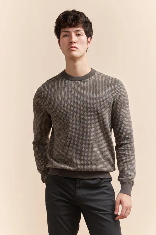 Jacquard crew neck sweater sold by Tristan Style