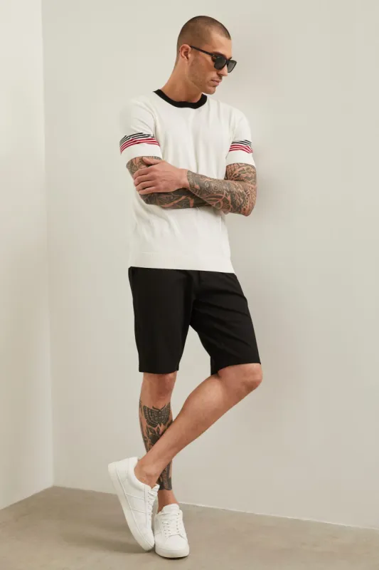 Slash pocket ponte bermuda shorts sold by Tristan Style