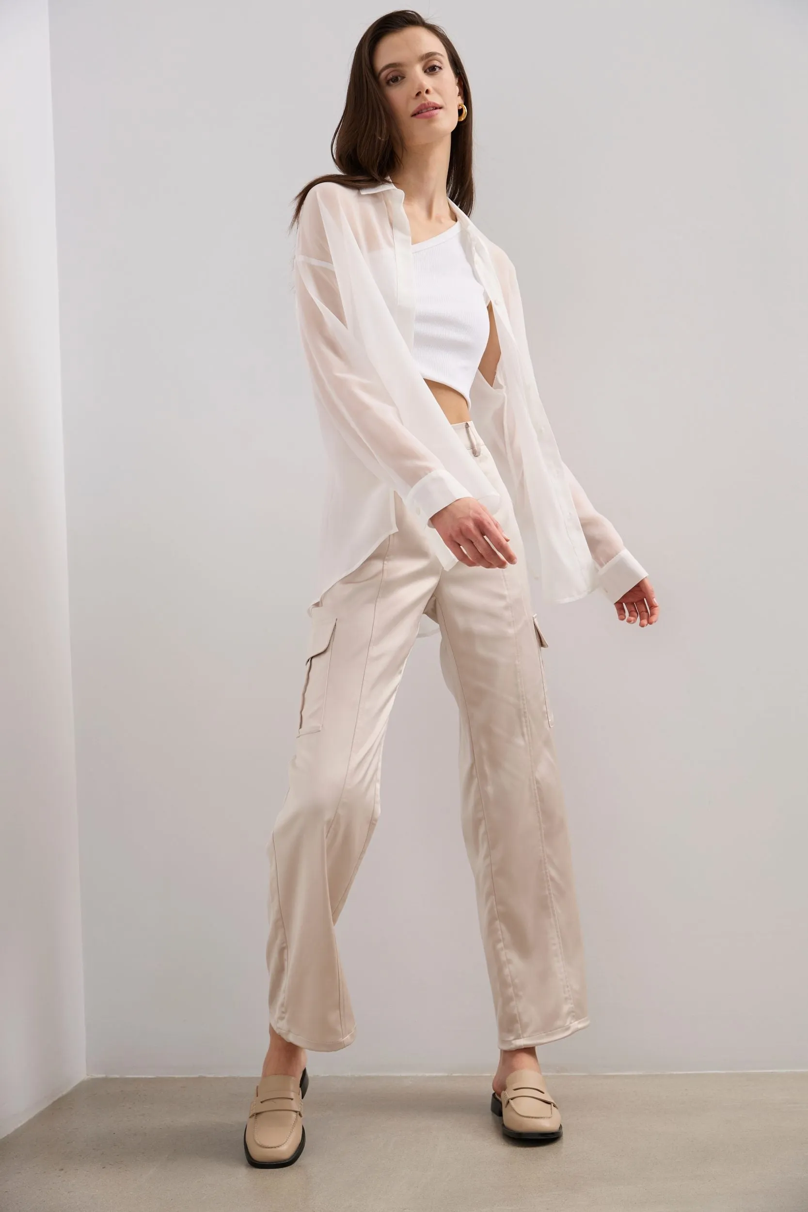 Sheer oversized blouse with open back sold by Tristan Style product image thumbnail 2