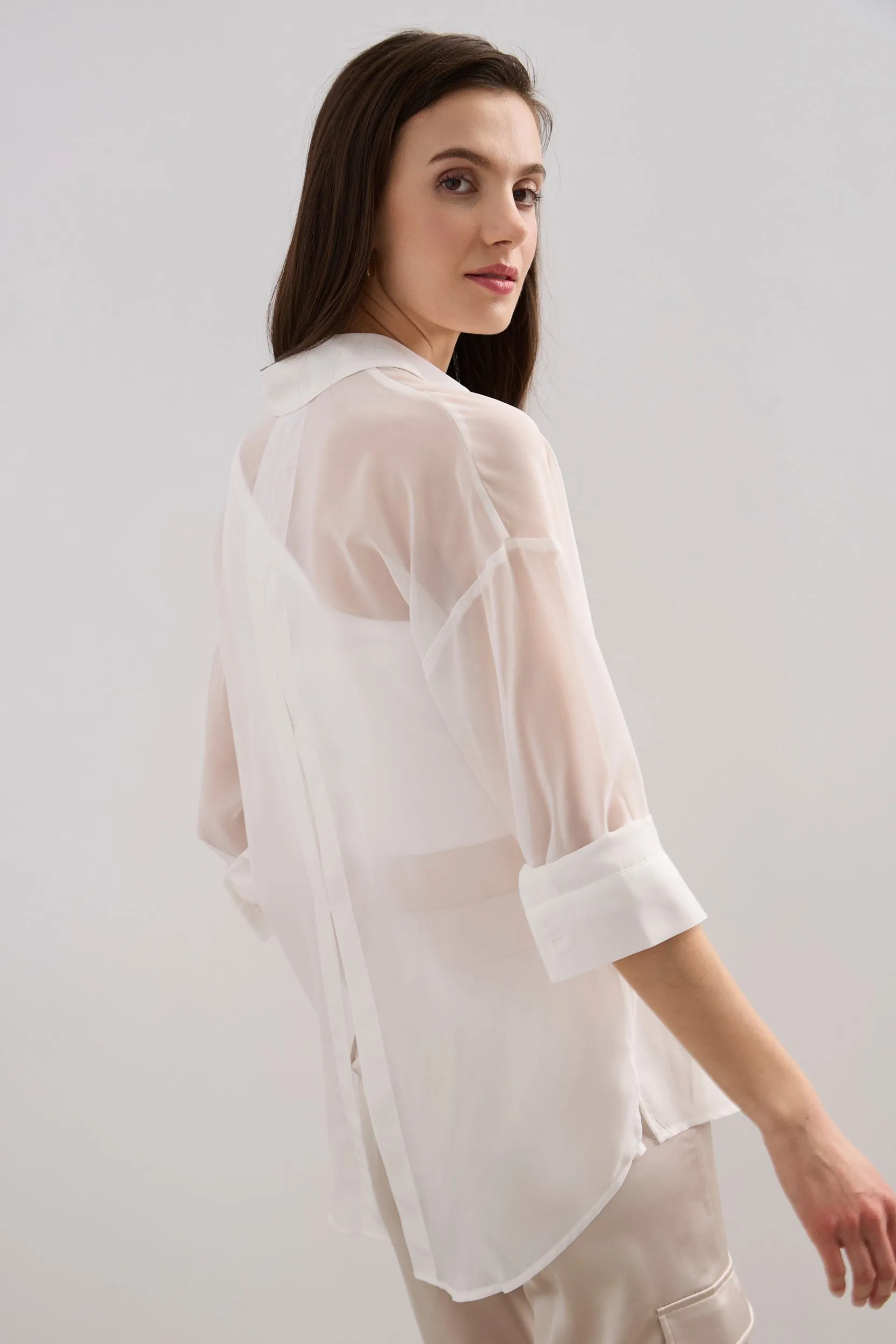 Sheer oversized blouse with open back sold by Tristan Style product image thumbnail 3