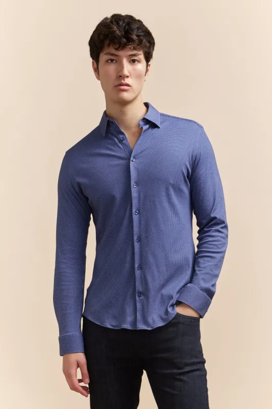 Extra-fitted micro pattern jersey shirt sold by Tristan Style
