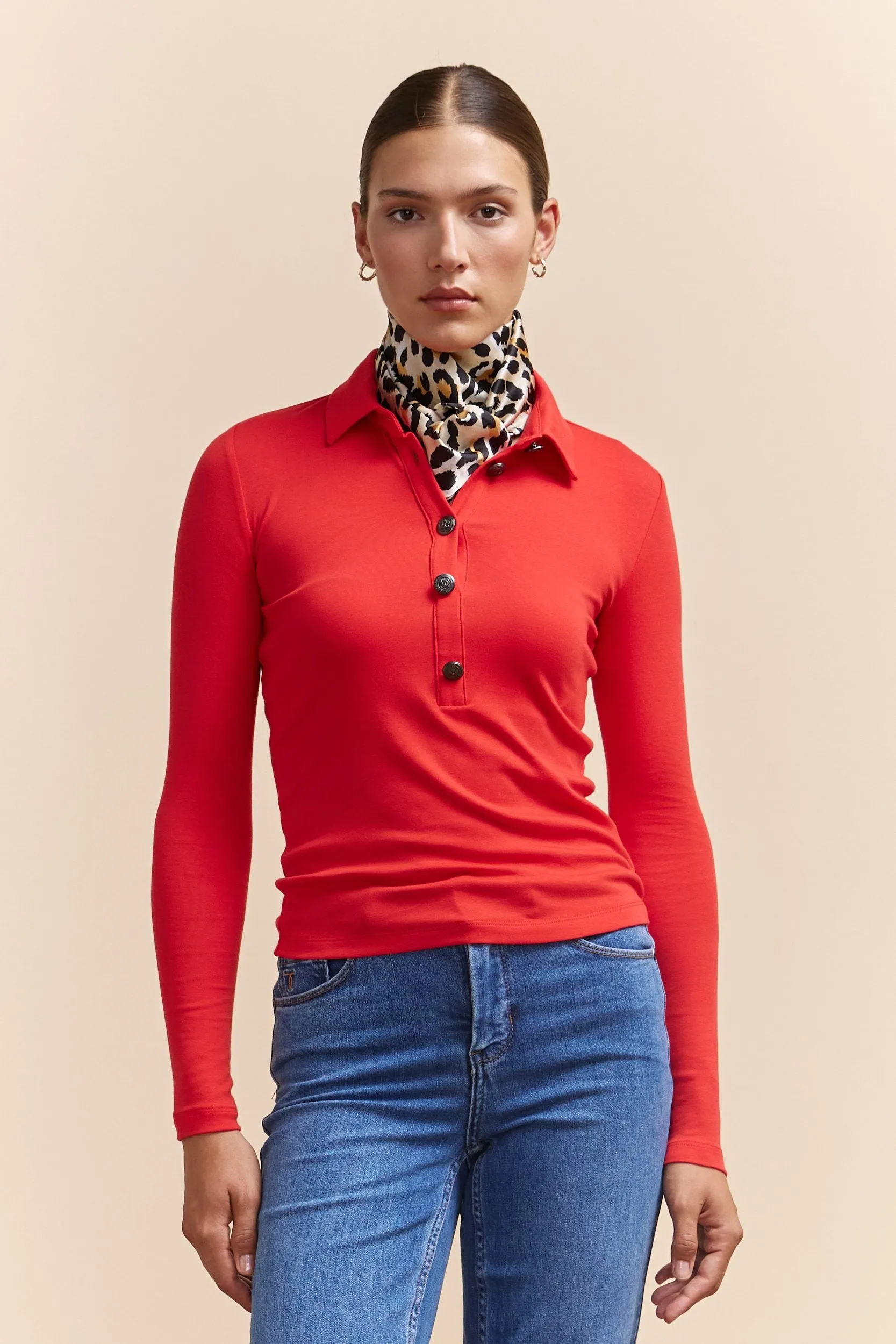 Ribbed top with polo collar sold by Tristan Style product image thumbnail 2