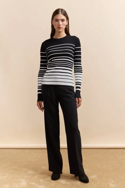 Stripped crew neck rib sweater sold by Tristan Style