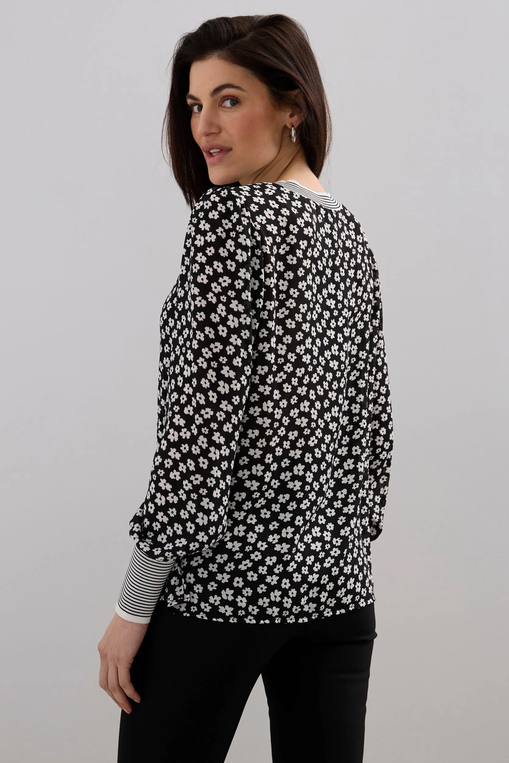 Floral print blouse with puffy sleeves sold by Tristan Style product image thumbnail 2