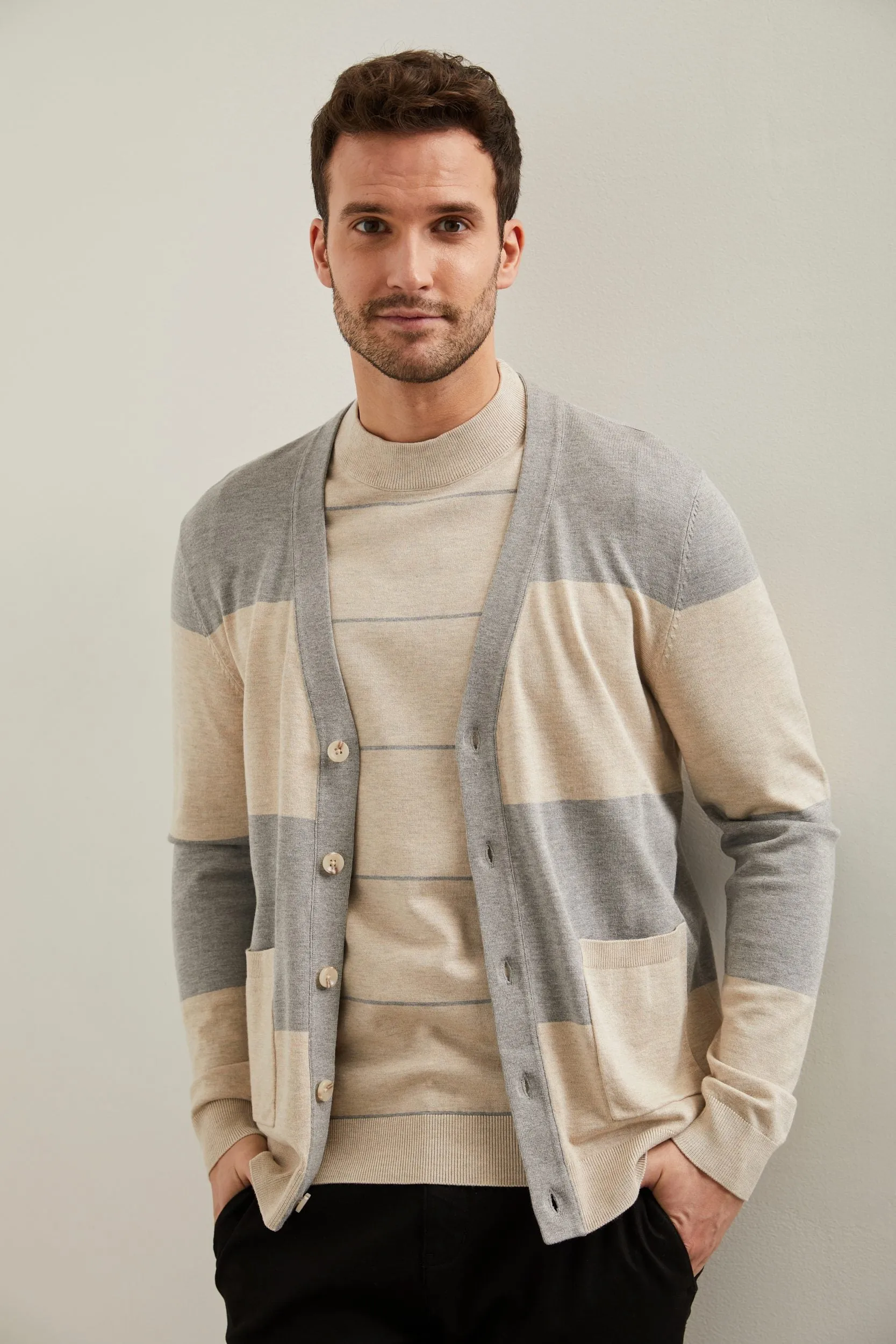 Colour block cardigan sold by Tristan Style