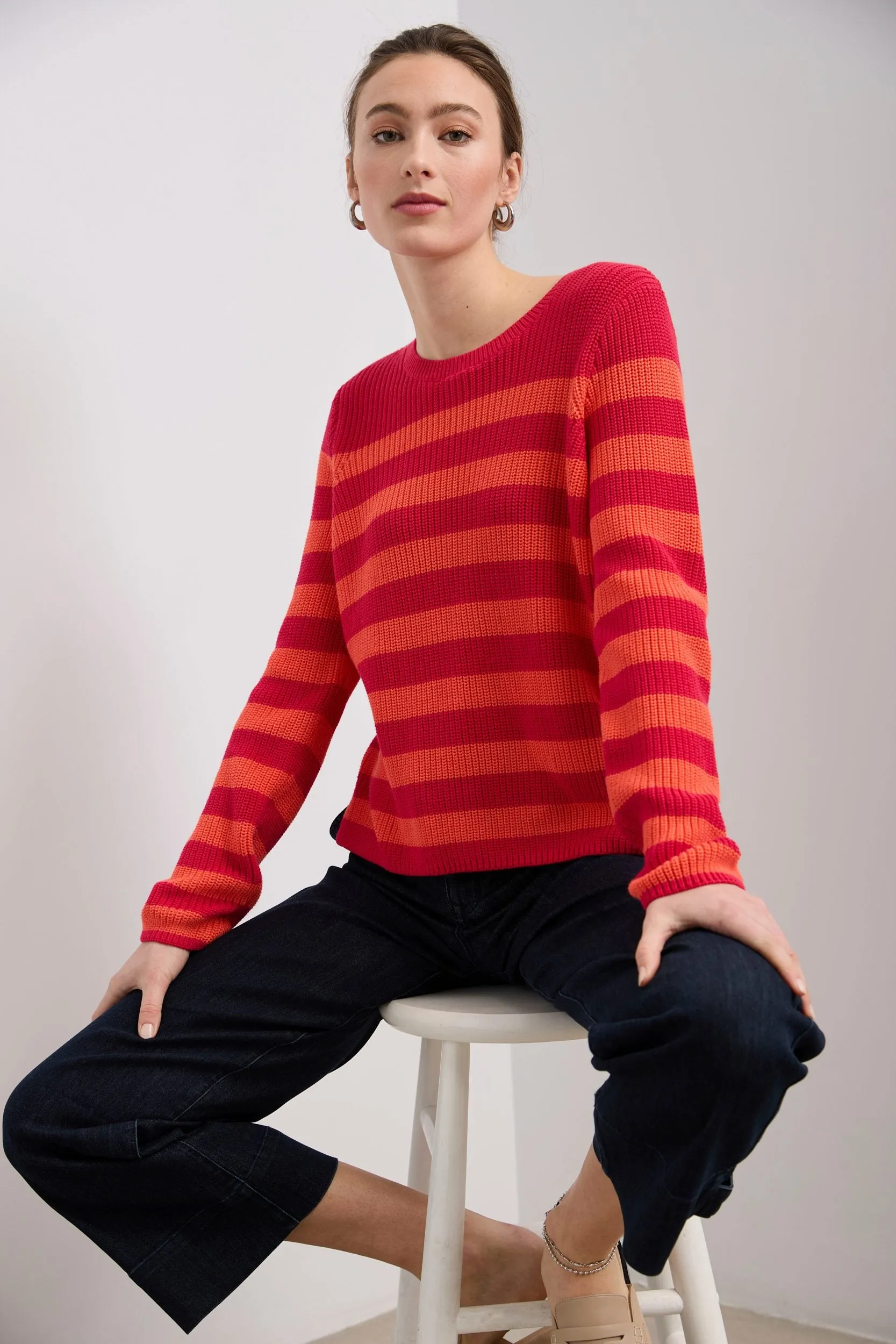 Crew neck stripe sweater sold by Tristan Style