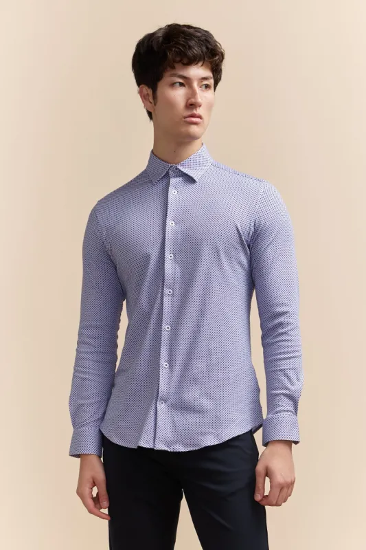 Extra-fitted micro pattern jersey shirt sold by Tristan Style