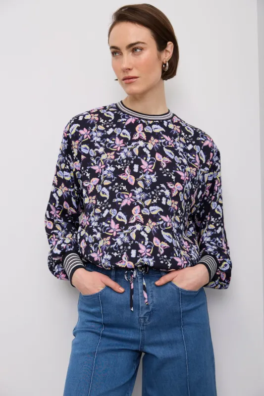 Oversized floral print shirt with drawstring sold by Tristan Style