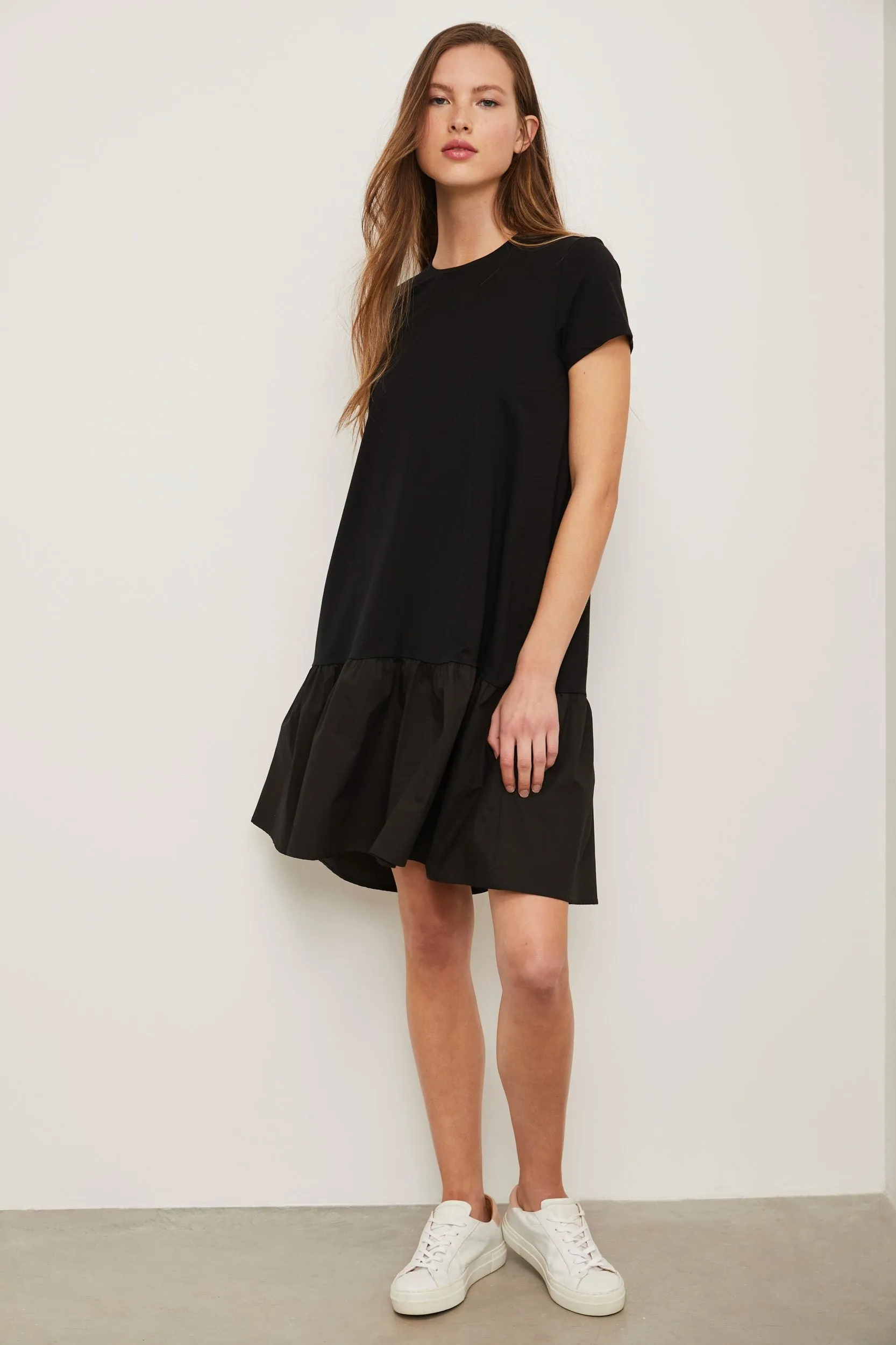 Jersey dress with poplin frill sold by Tristan Style