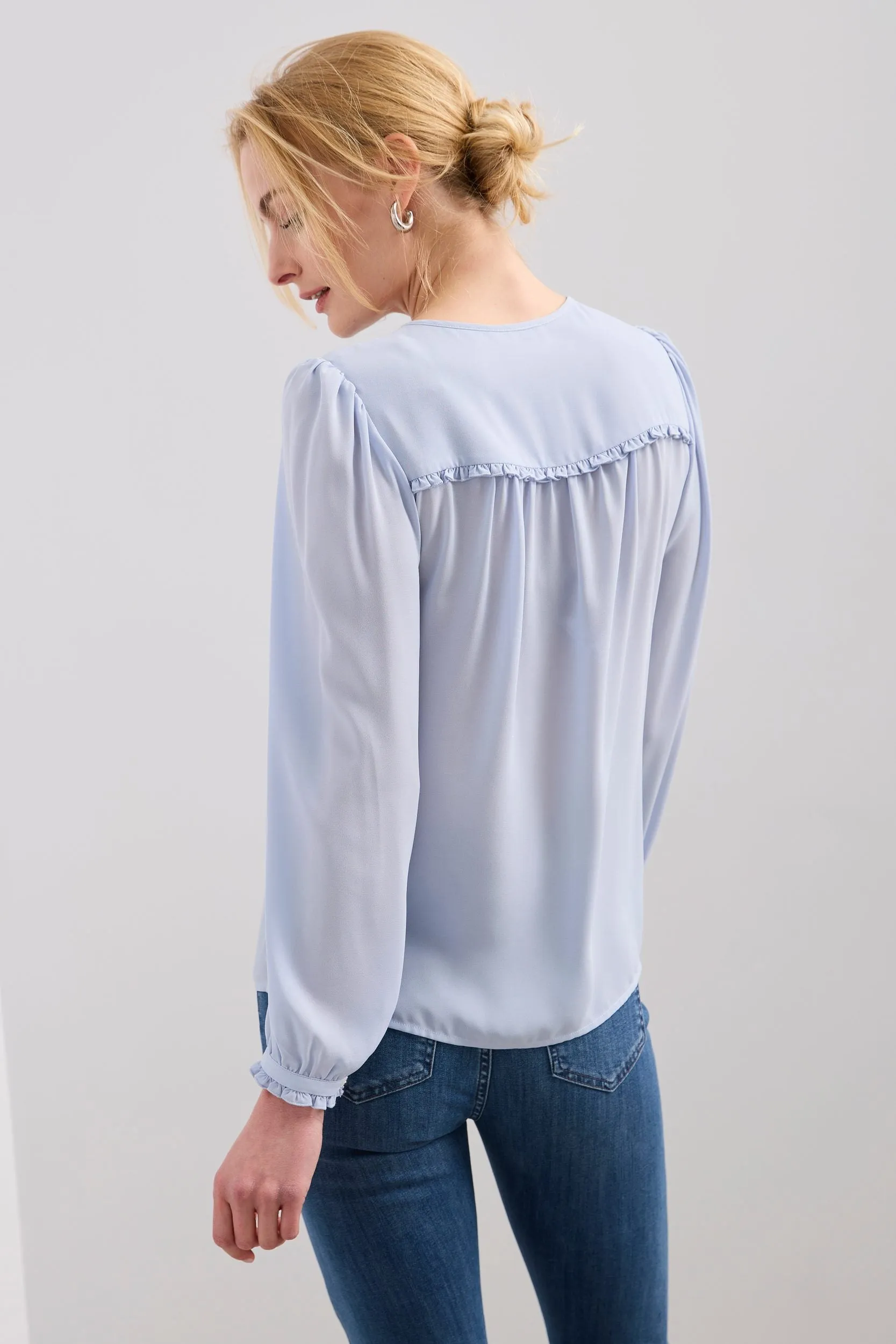 Blouse with frill and buttons in the front sold by Tristan Style product image thumbnail 3