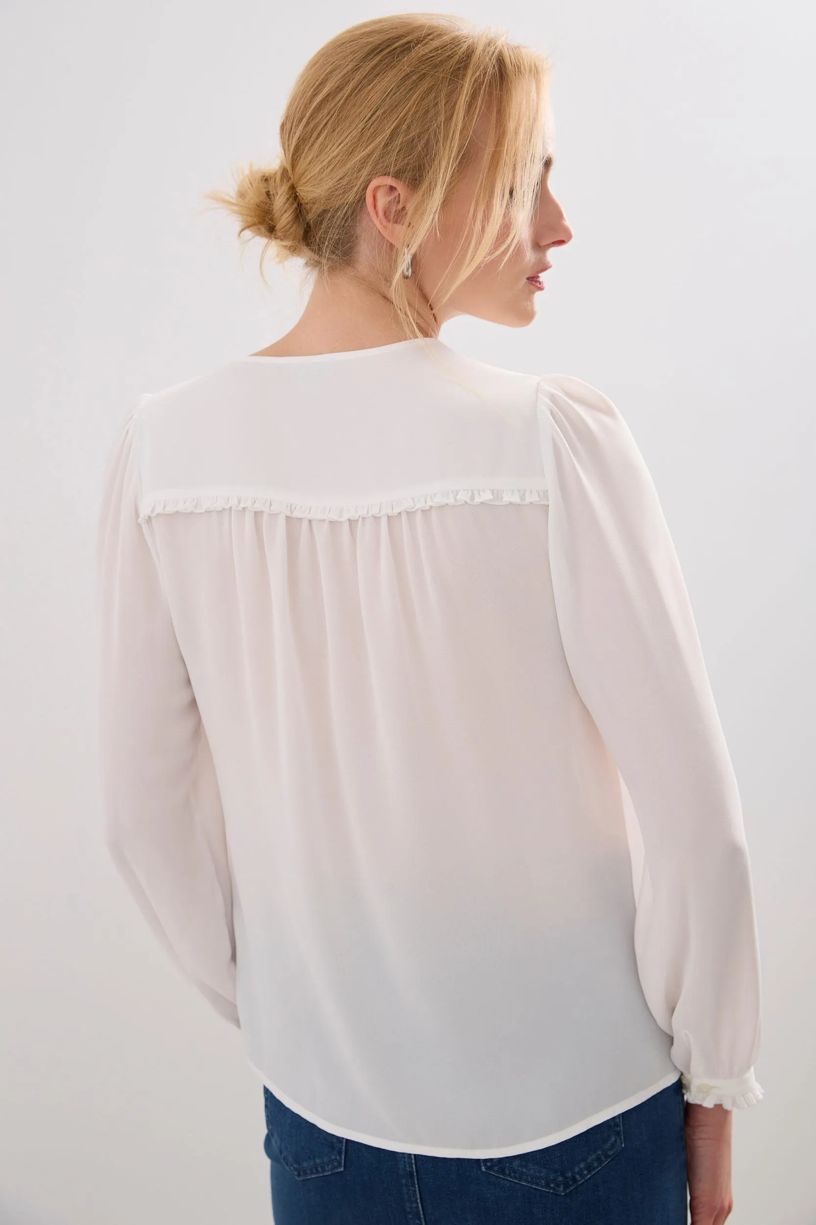 Blouse with frill and buttons in the front sold by Tristan Style product image thumbnail 4
