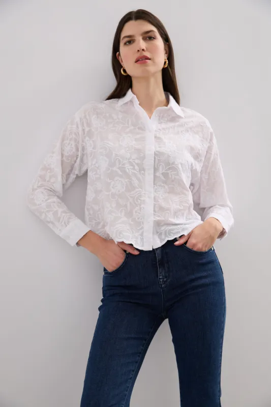 Oversized cropped blouse embroidered sold by Tristan Style