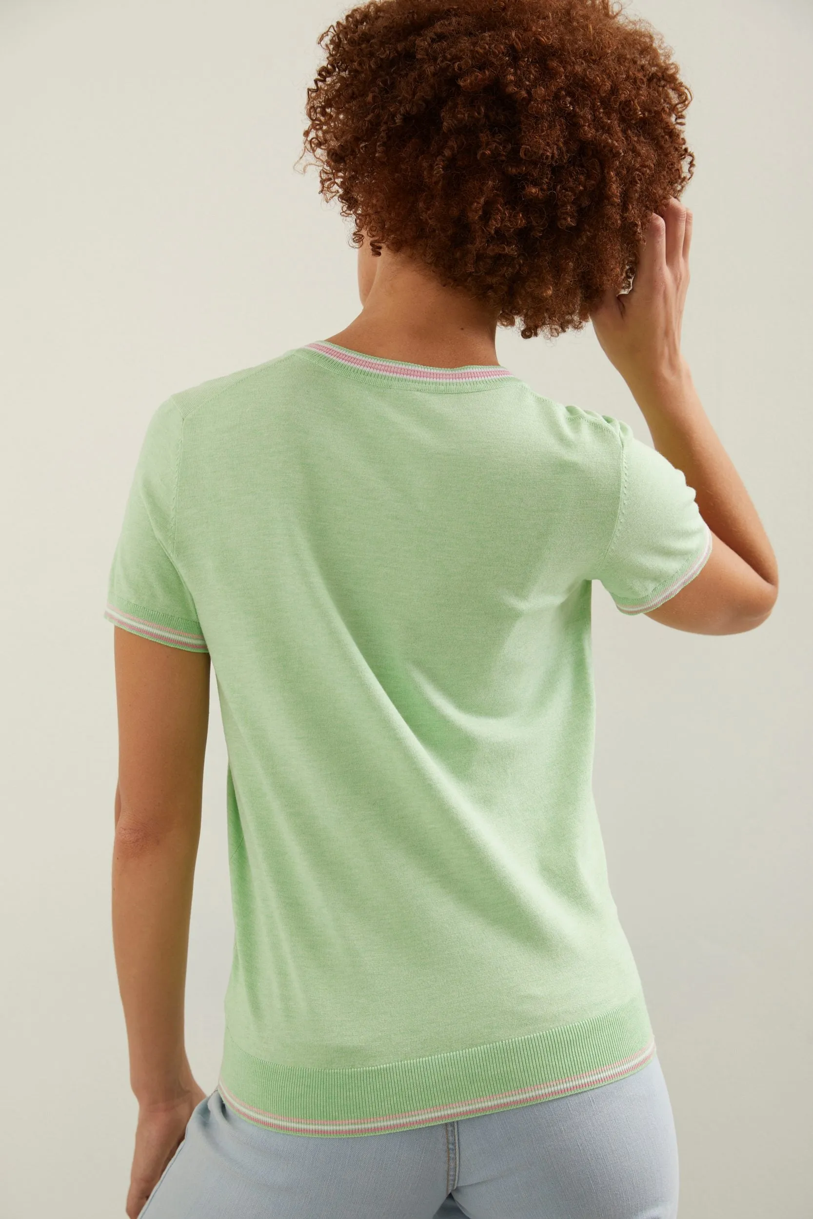 Short sleeve V neck sweater sold by Tristan Style product image thumbnail 4