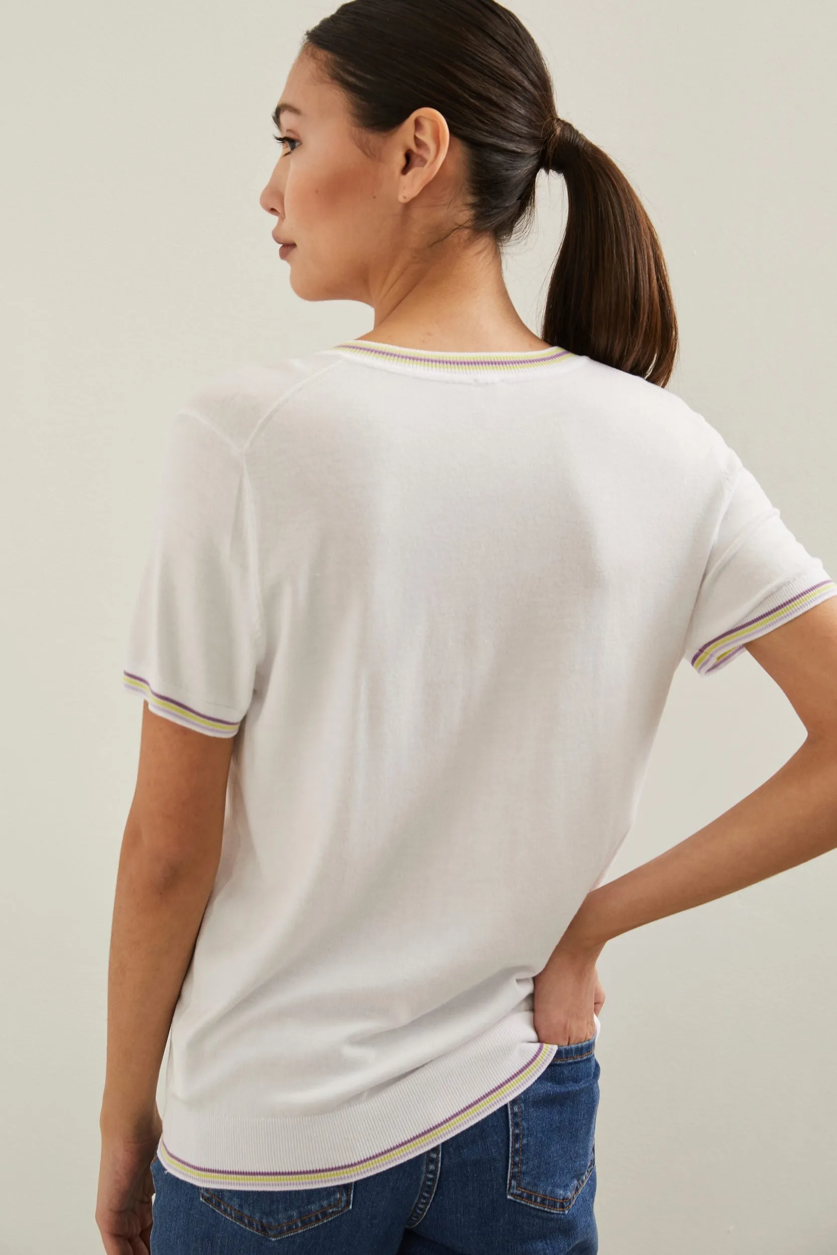 Short sleeve V neck sweater sold by Tristan Style product image thumbnail 2