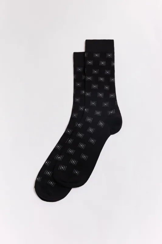 Graphic square pattern socks sold by Tristan Style