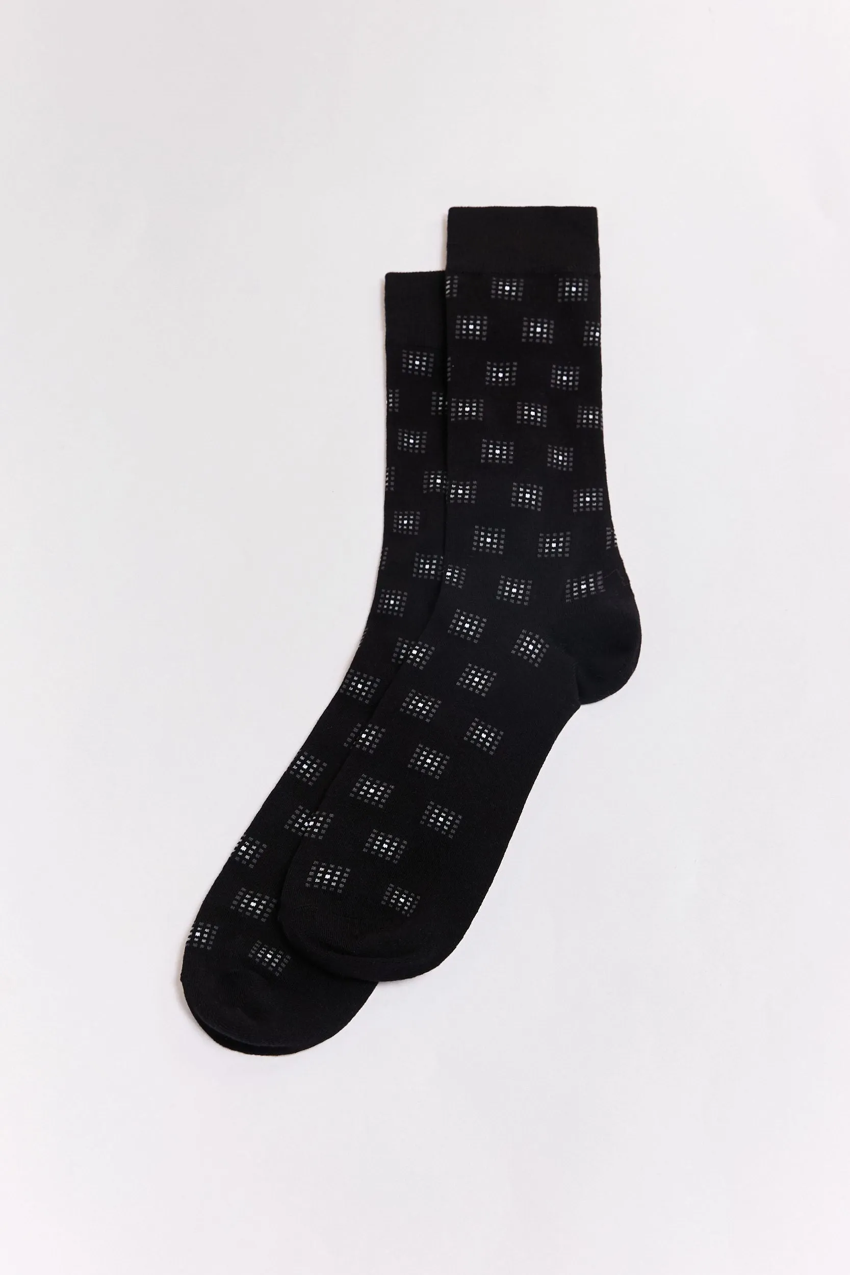 Graphic square pattern socks sold by Tristan Style