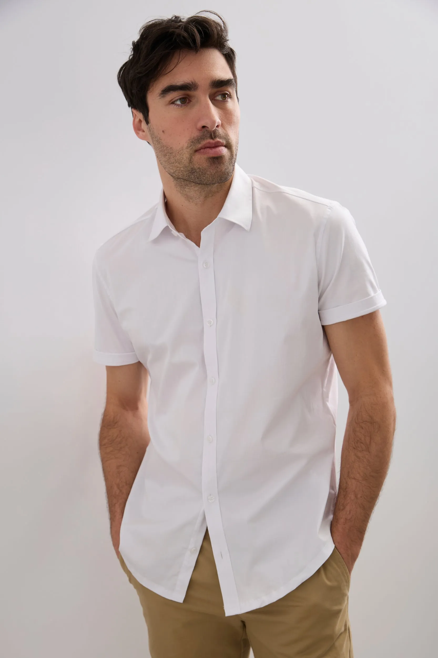 Fitted shirt with jersey back sold by Tristan Style