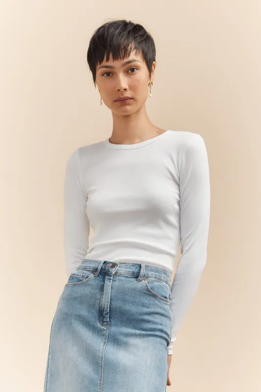 Crew neck ribbed top sold by Tristan Style
