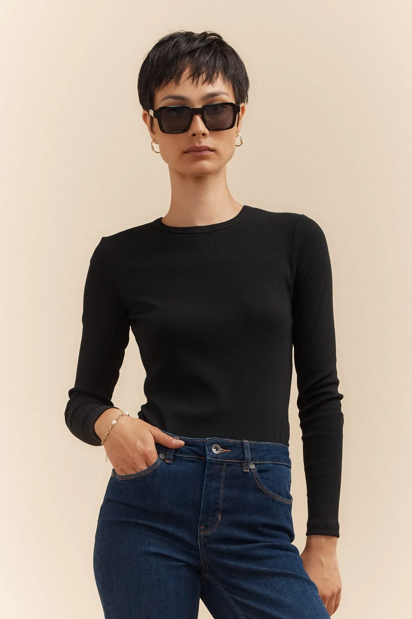 Crew neck ribbed top sold by Tristan Style product image thumbnail 4