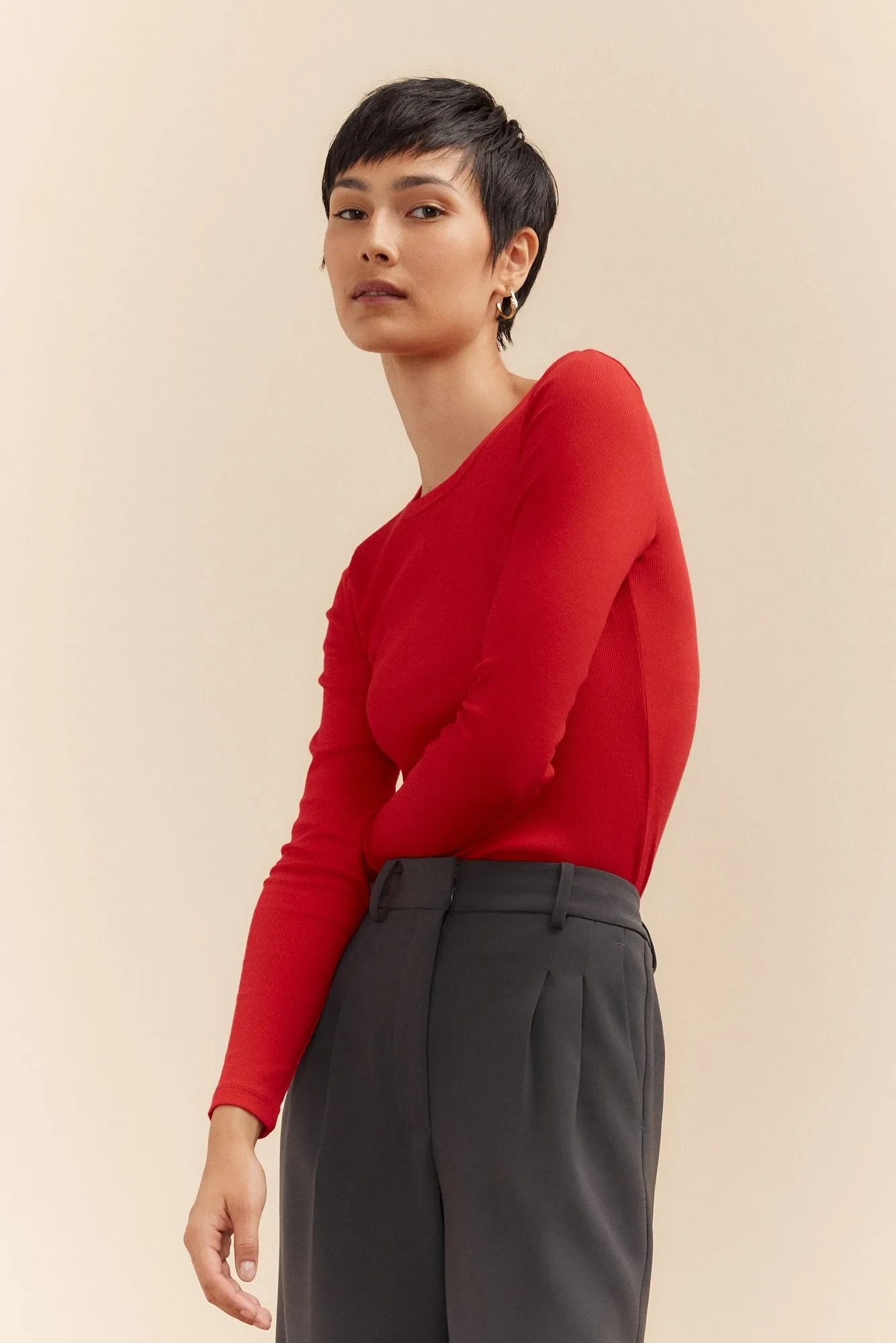 Crew neck ribbed top sold by Tristan Style product image thumbnail 3