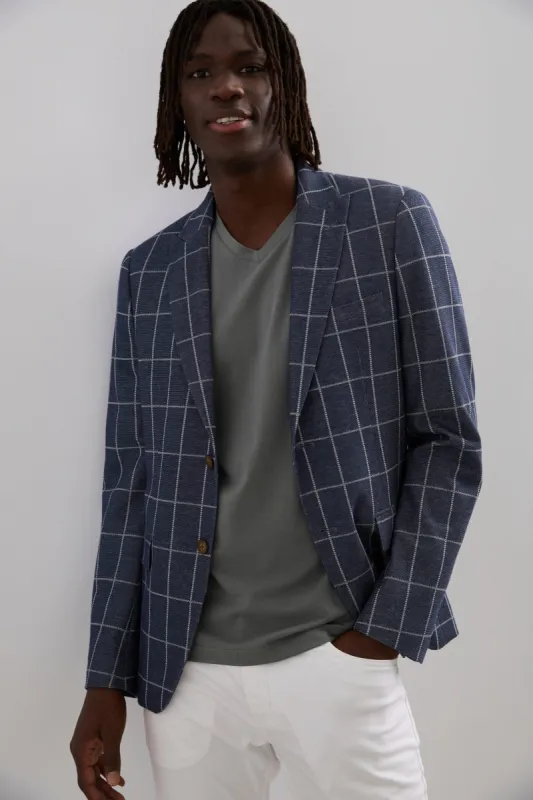 Fitted Windowpane Knit Blazer sold by Tristan Style