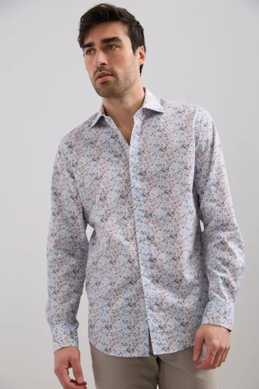 Printed poplin fitted shirt sold by Tristan Style