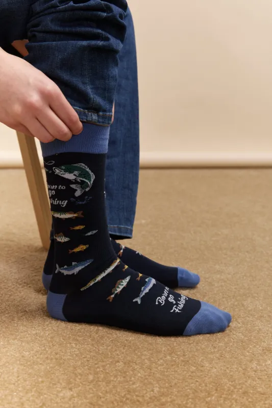 Fishing pattern socks sold by Tristan Style
