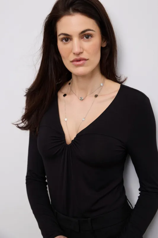 Ruched V neck top sold by Tristan Style