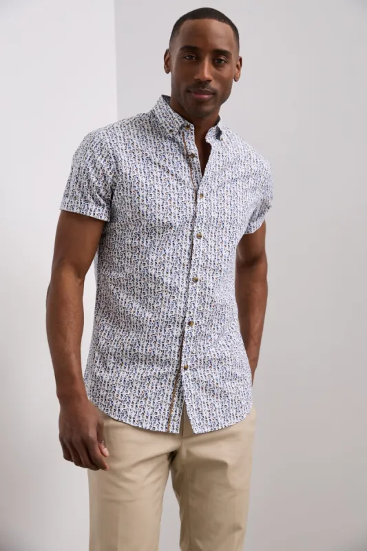 Semi-fitted print shirt sold by Tristan Style