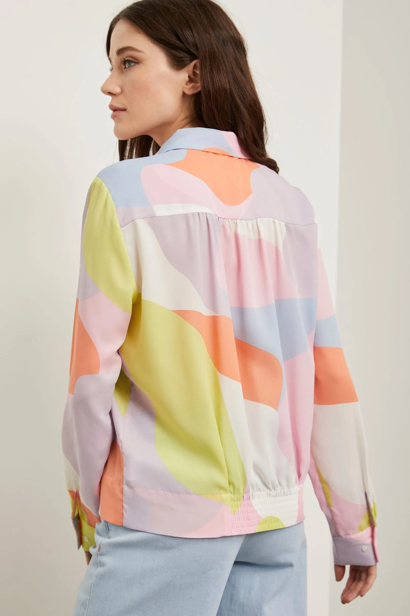 Abstract print cropped shirt sold by Tristan Style product image thumbnail 3