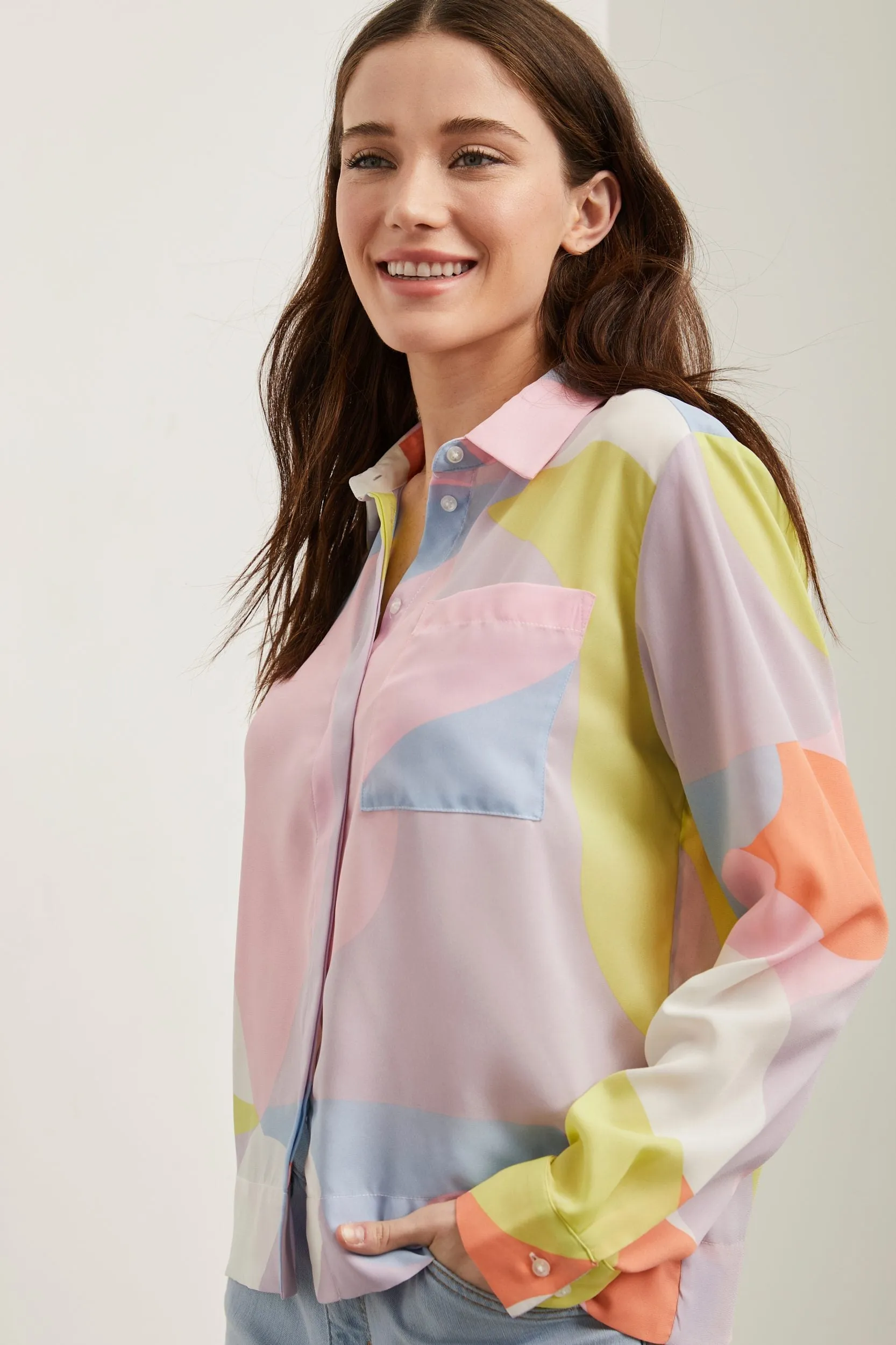 Abstract print cropped shirt sold by Tristan Style