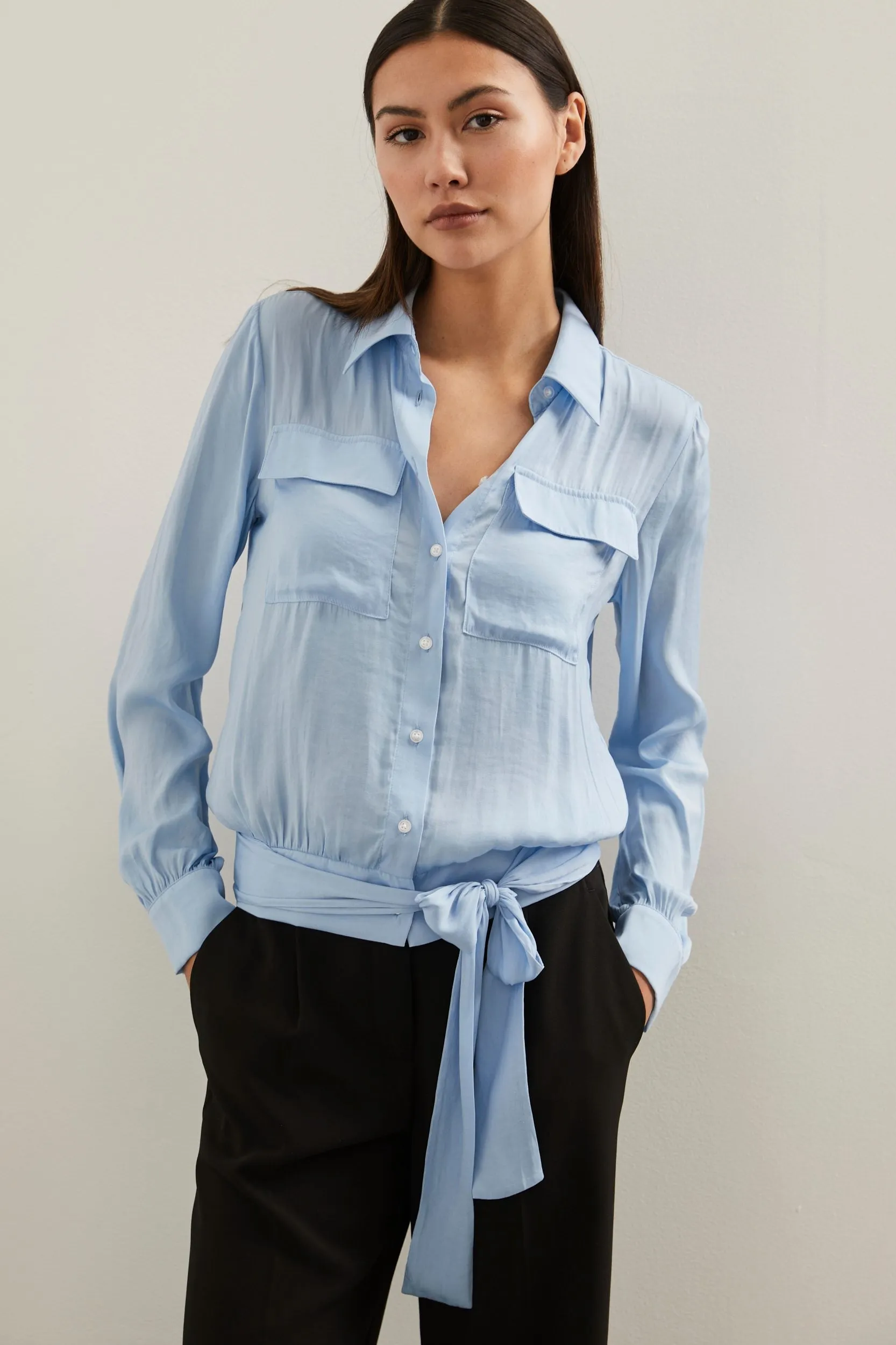 Blouse with tied hem sold by Tristan Style product image thumbnail 3