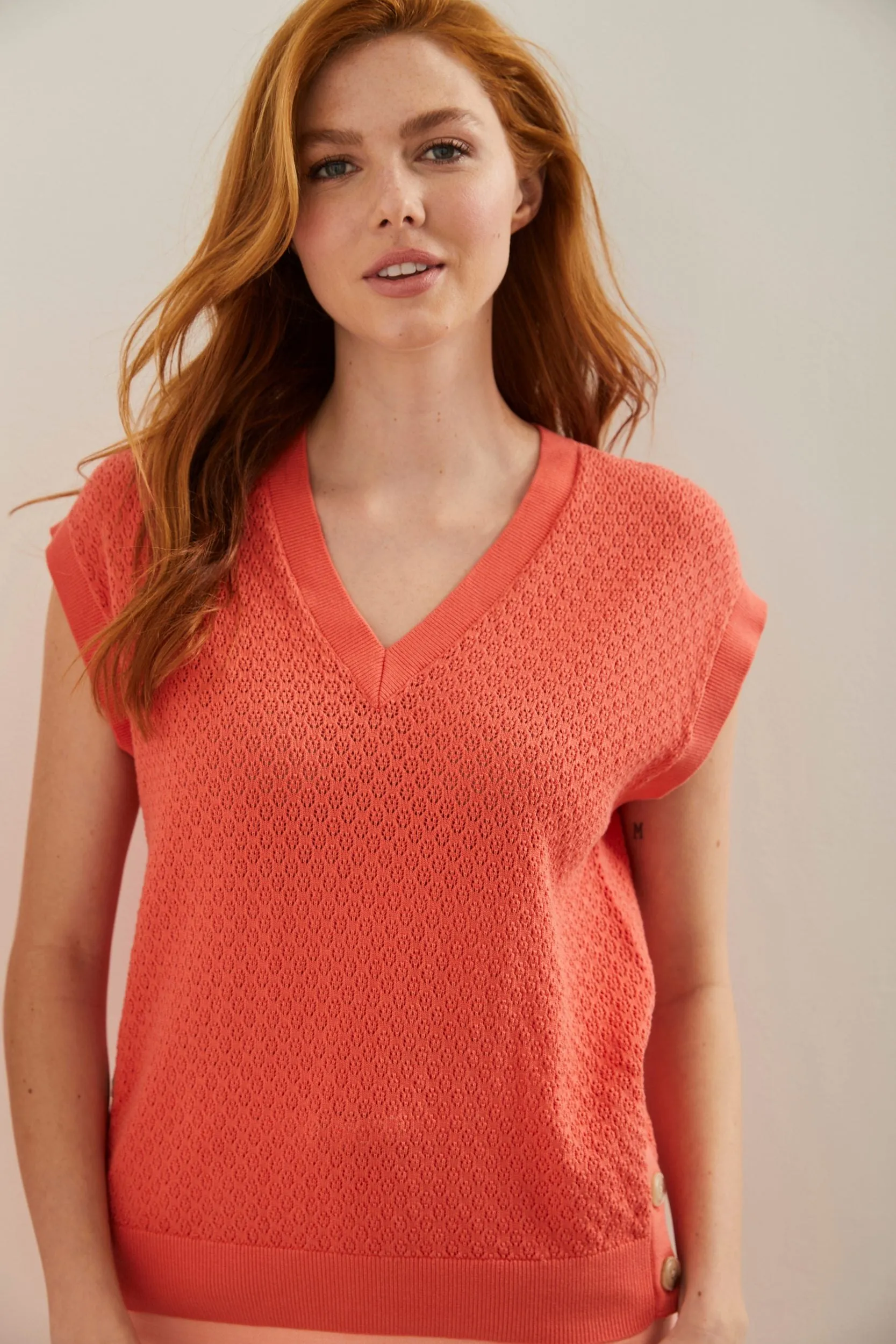 V neck pointelle sweater sold by Tristan Style product image thumbnail 5