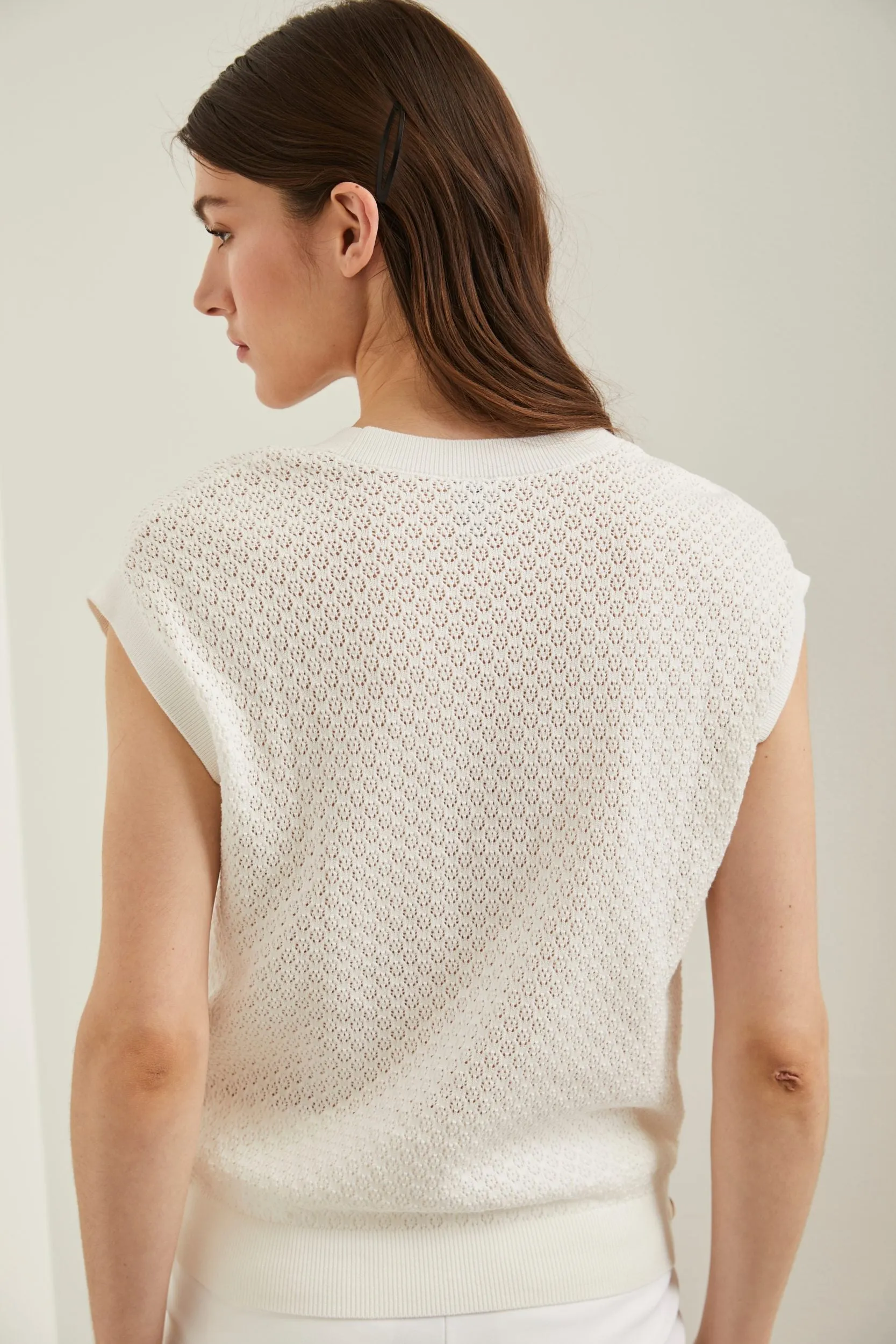 V neck pointelle sweater sold by Tristan Style product image thumbnail 2