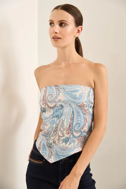 Printed top with ruching sold by Tristan Style