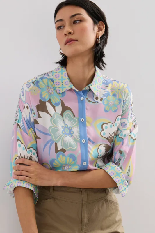 Oversized multi print blouse sold by Tristan Style