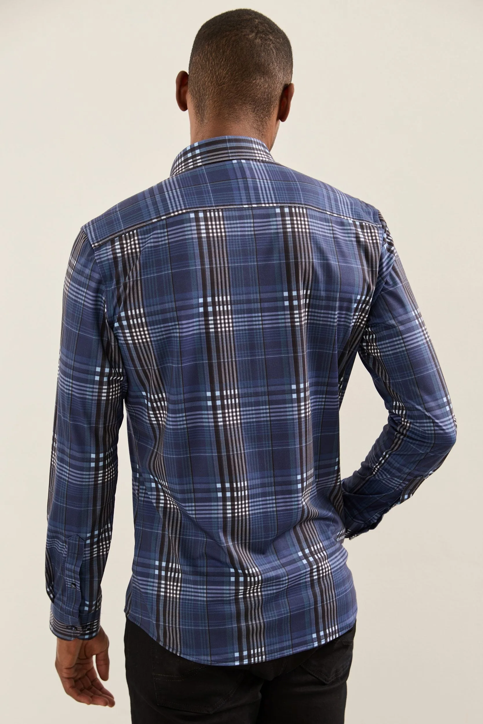 Extra-Fitted Check Jersey Shirt sold by Tristan Style product image thumbnail 2
