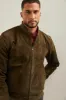 Ribbed collar Suede bomber jacket sold by Tristan Style