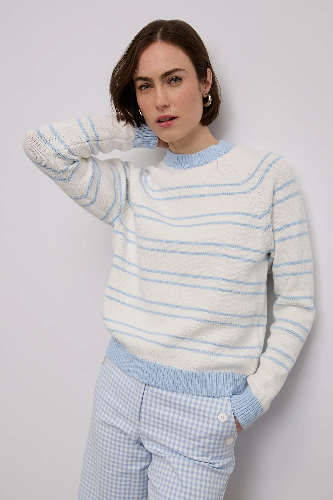 Crew neck striped sweater sold by Tristan Style