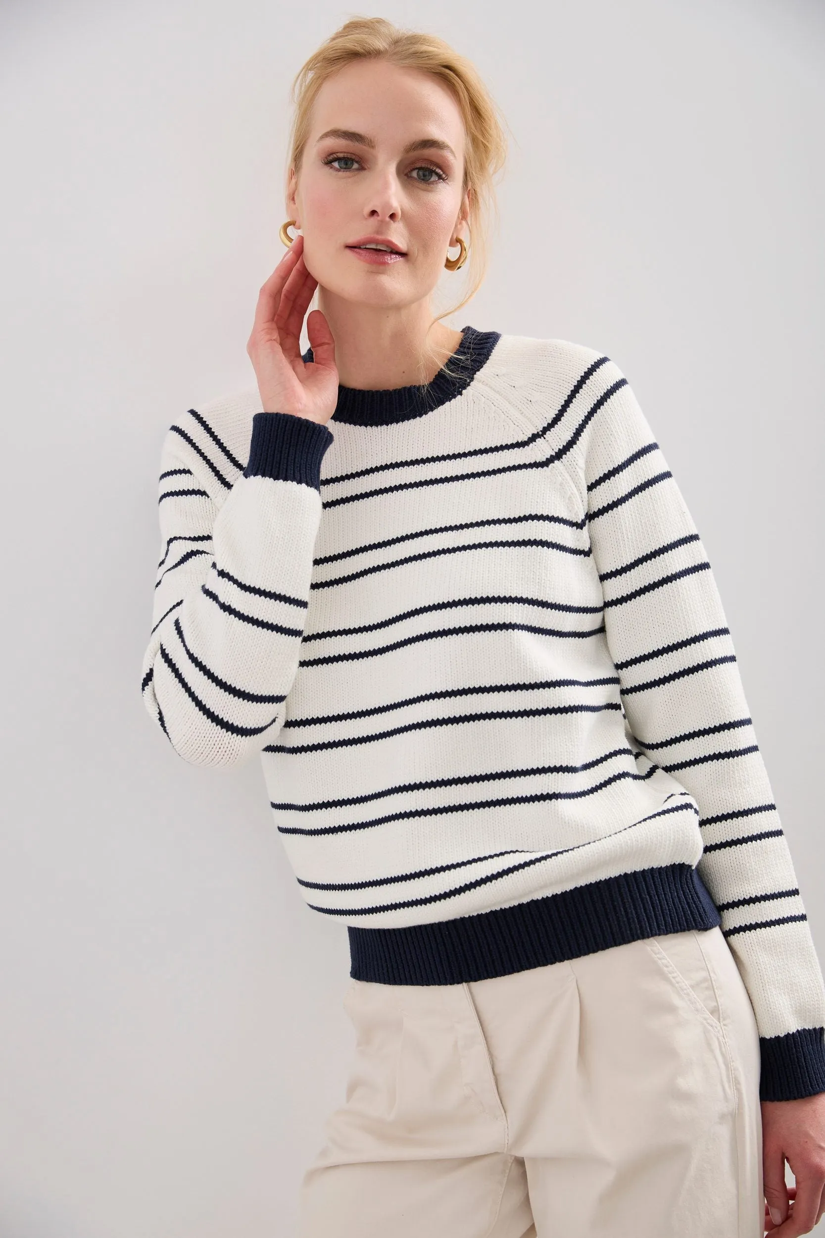 Crew neck striped sweater sold by Tristan Style product image thumbnail 3