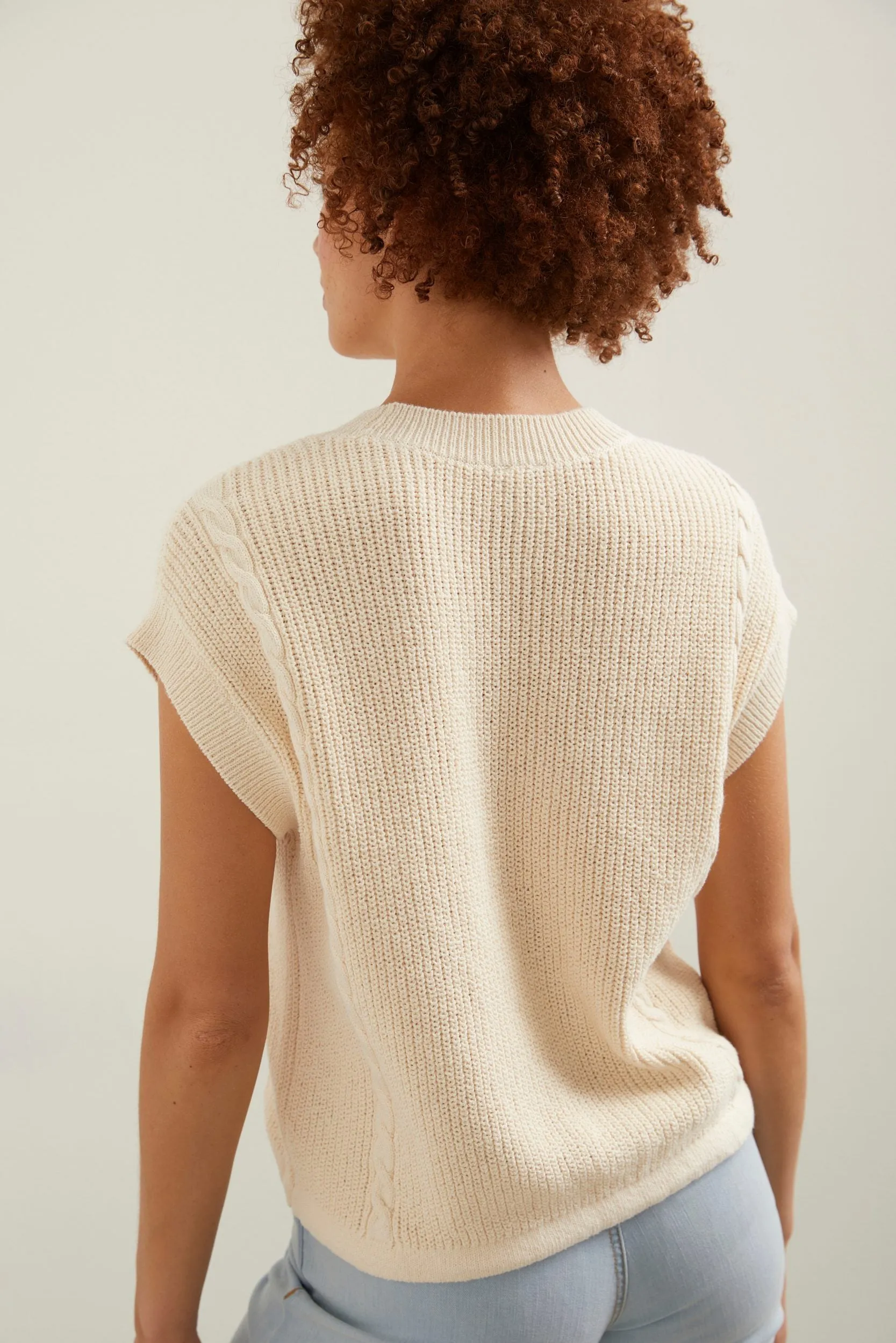 Sleeveless cable knit sweater sold by Tristan Style product image thumbnail 3