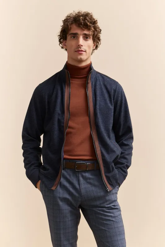 Mixed fabric cardigan with zip sold by Tristan Style