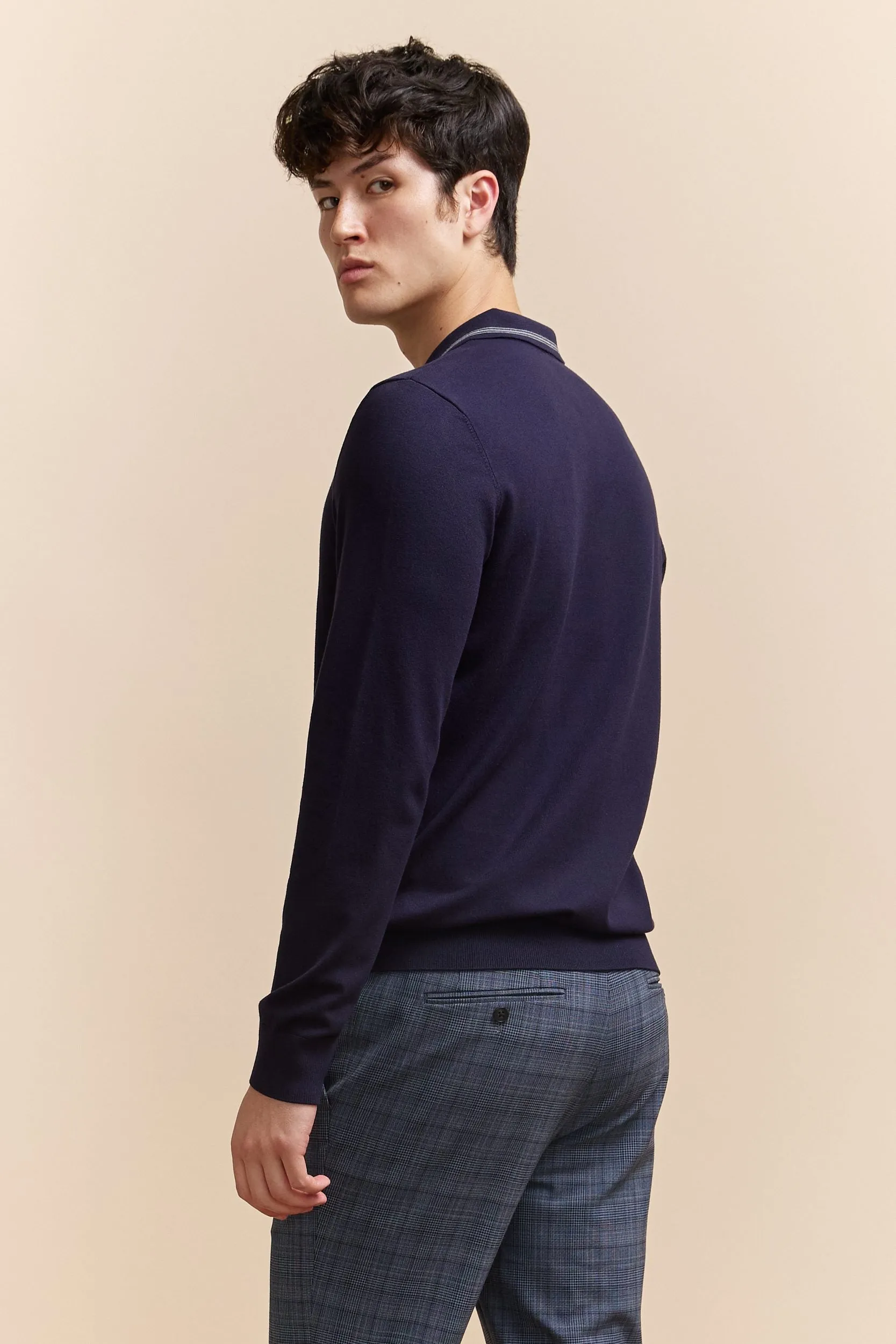 Contrasting details knitted polo sold by Tristan Style product image thumbnail 4