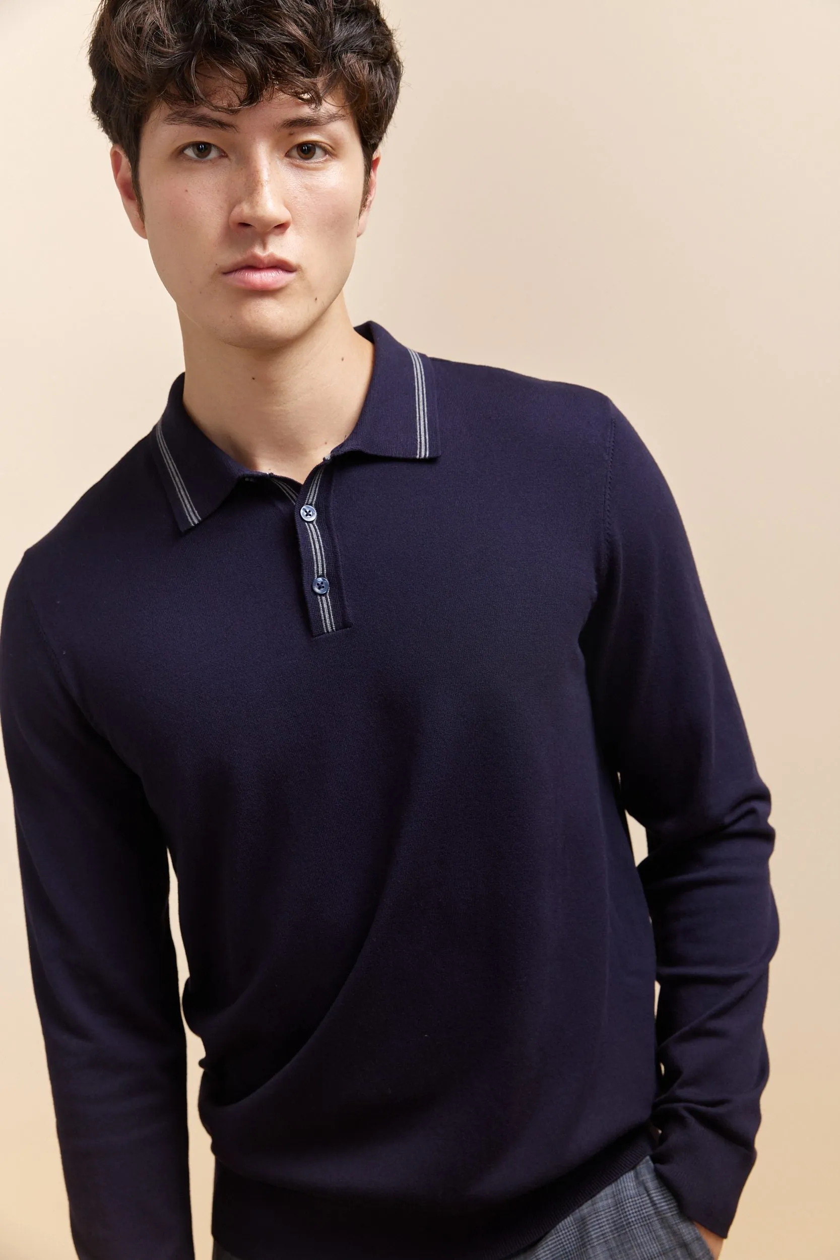 Contrasting details knitted polo sold by Tristan Style product image thumbnail 5