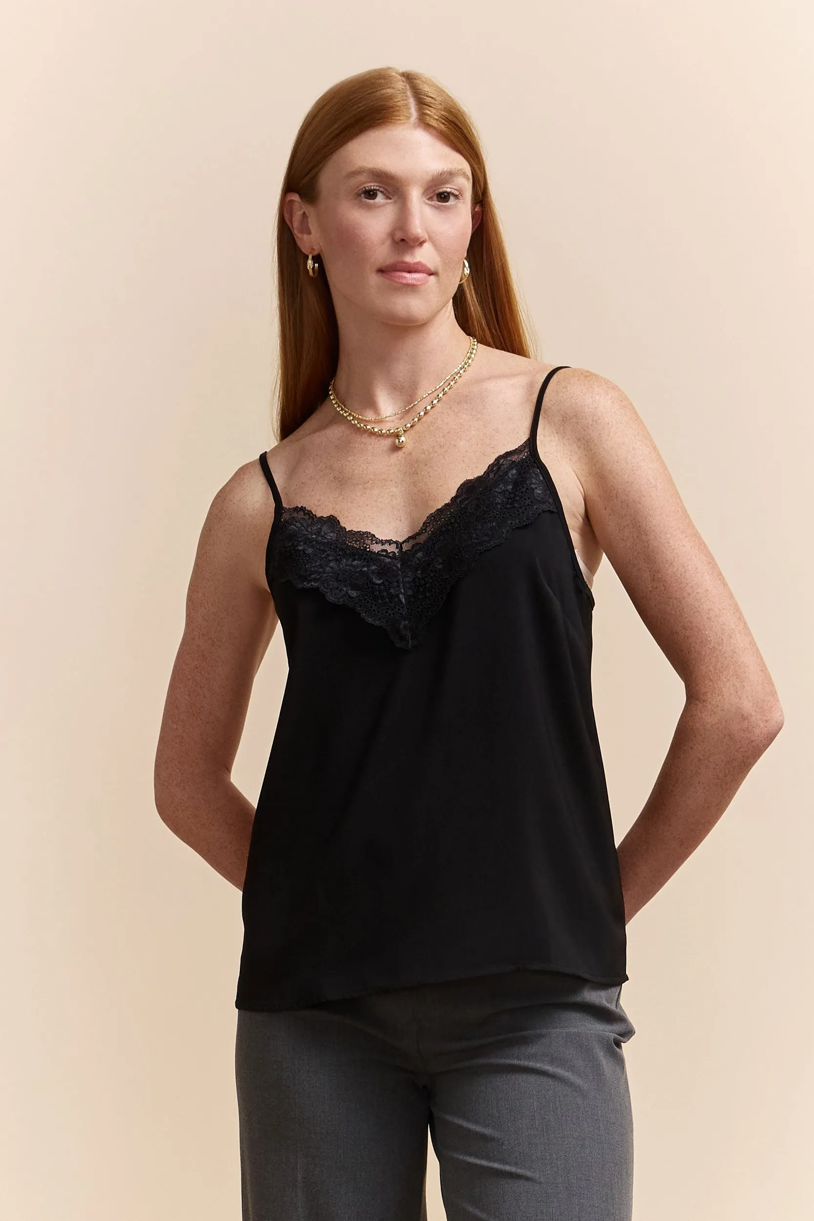 Lace top with thin straps sold by Tristan Style product image thumbnail 4