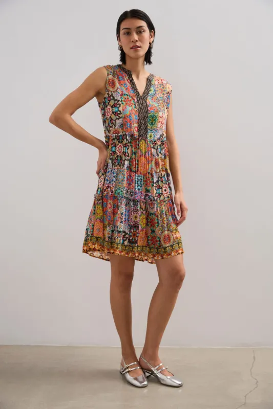 Sleeveless printed dress sold by Tristan Style